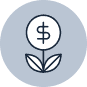 icon - invest flower with dollar sign - light blue