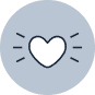 light blue icon - heart for great service