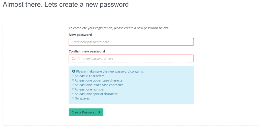 password section of portal