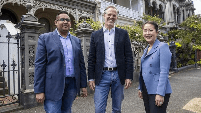 Household Capital founder and CEO Josh Funder, centre, with IFM Investors’ Hiran Wanigasekera and Citi’s Stella Choe.